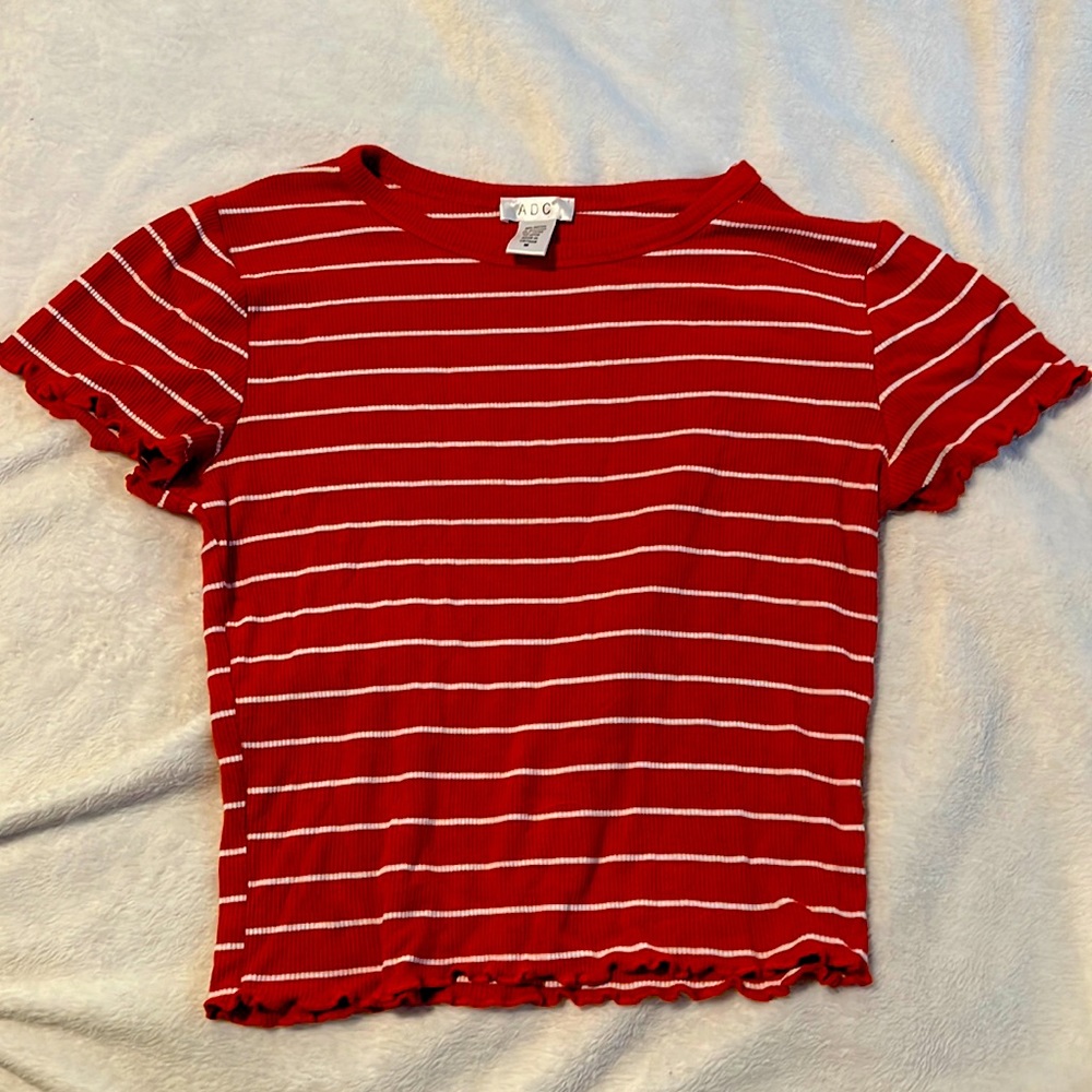 Orange and white striped crop top